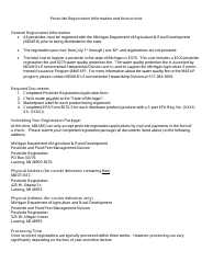 Pesticide Registration Application Form - Michigan, Page 2