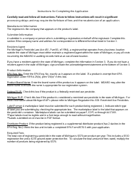 Pesticide Registration Application Form - Michigan, Page 3