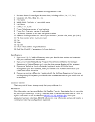 Document preview: Instructions for Qualified Forester Registration Form - Michigan