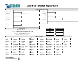 Document preview: Qualified Forester Registration Form - Michigan
