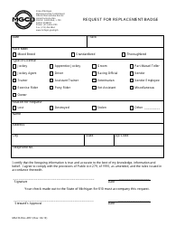 Document preview: Form MGCB-RAL-4051 Request for Replacement Badge - Michigan