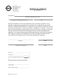 Document preview: Form MGCB-RAL-4127 Attachment D Waiver of Liability - Michigan