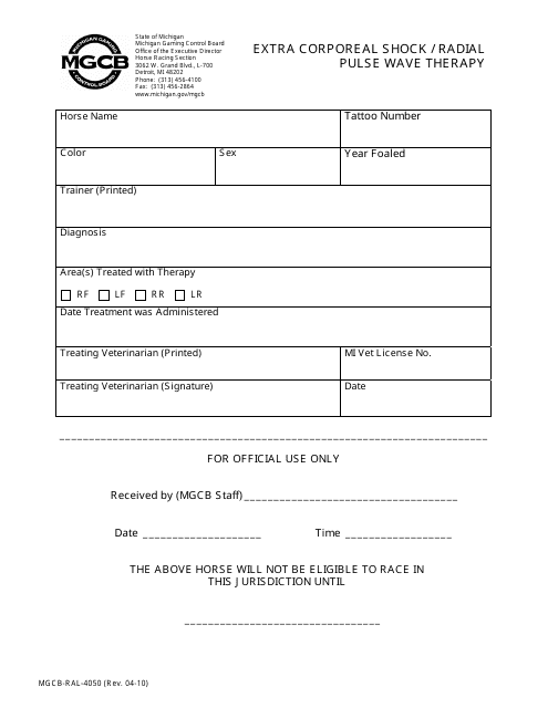 Form MGCB-RAL-4050  Printable Pdf