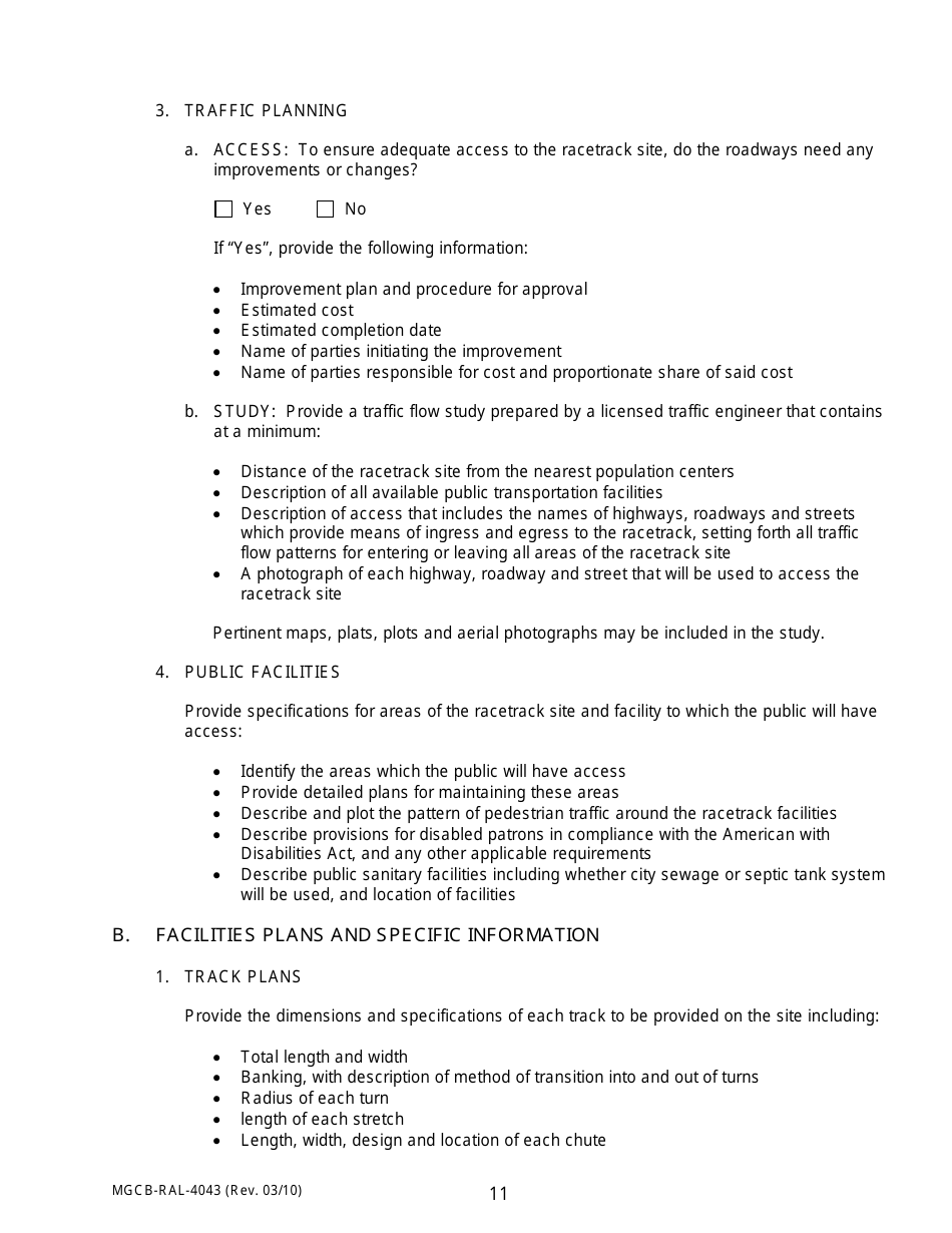 Form MGCB-RAL-4043 Racetrack License Application - Michigan, Page 11