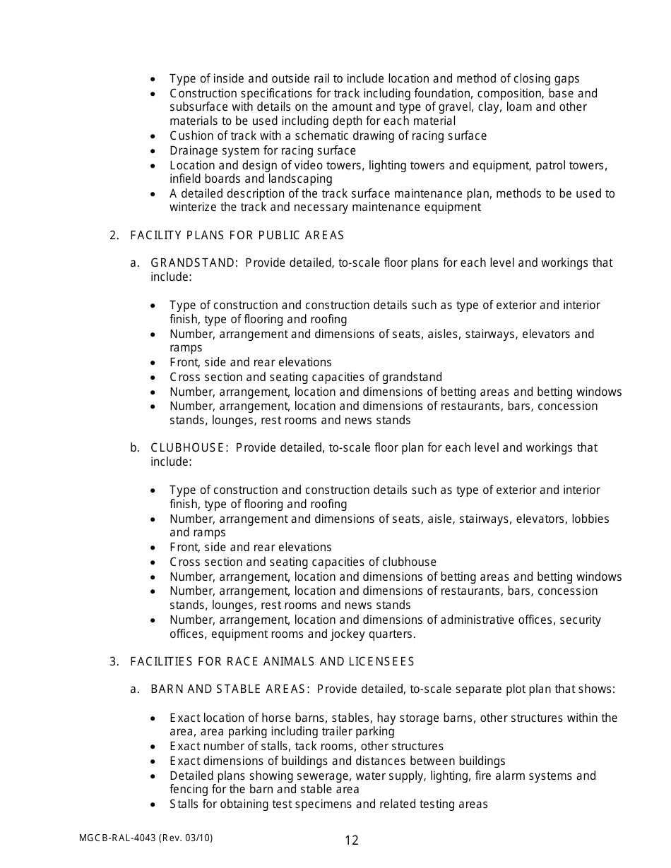Form MGCB-RAL-4043 Racetrack License Application - Michigan, Page 12