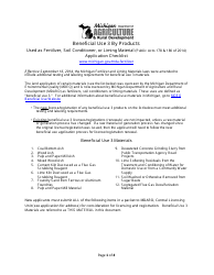 Document preview: Beneficial Use 3 by Products Application Checklist - Michigan