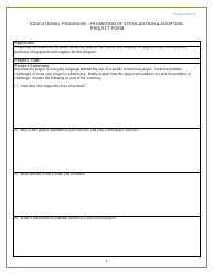 Document preview: Form B Promotion of Sterilization & Adoption Project Form - Michigan
