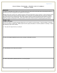Document preview: Form C Proper Care of Animals Project Form - Michigan