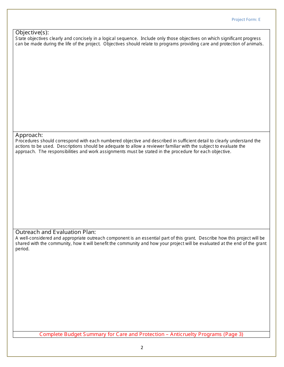 Form E Anticruelty Provisions Project Form - Michigan, Page 2