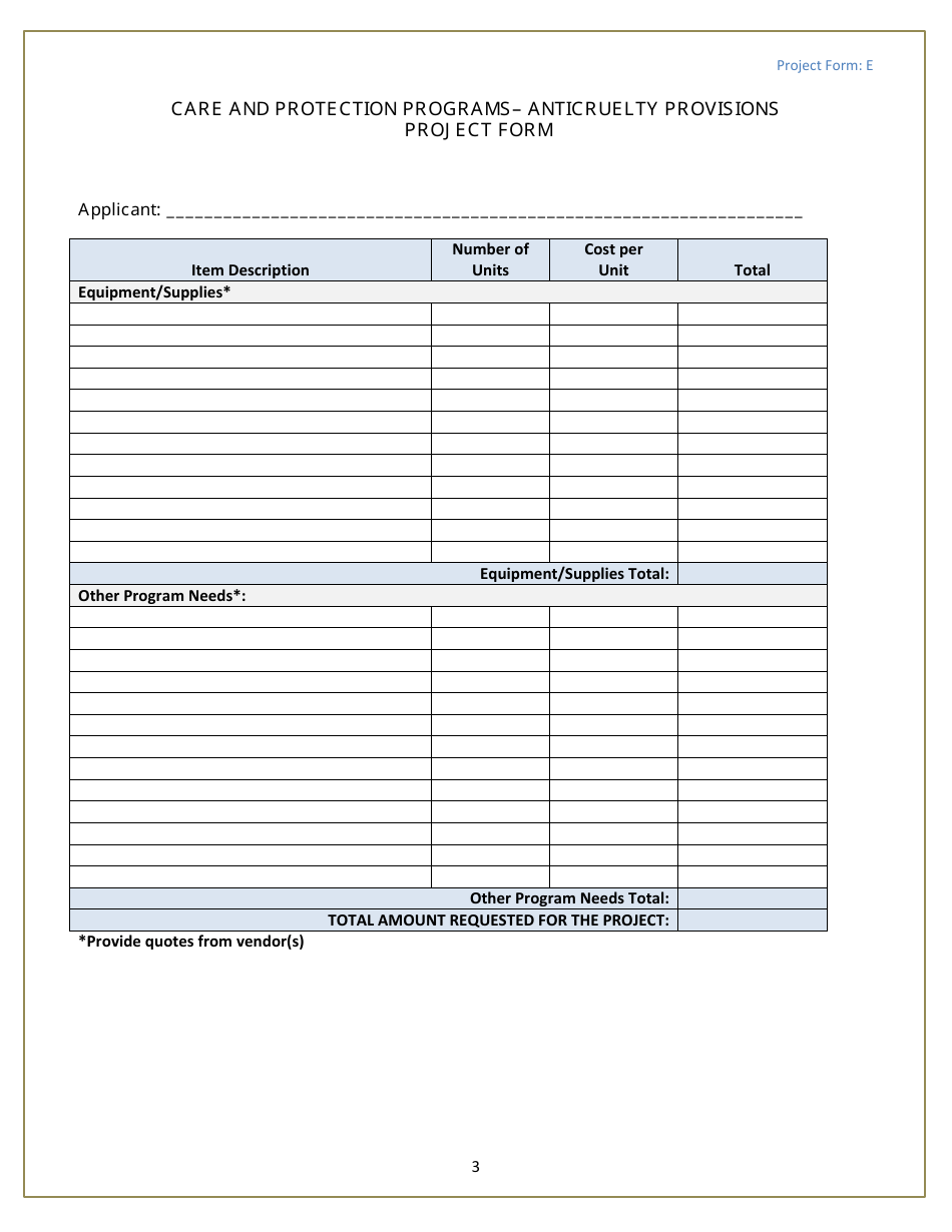 Form E Anticruelty Provisions Project Form - Michigan, Page 3