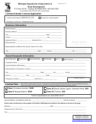 Document preview: Form AH-047 Livestock Dealer License Application - Michigan