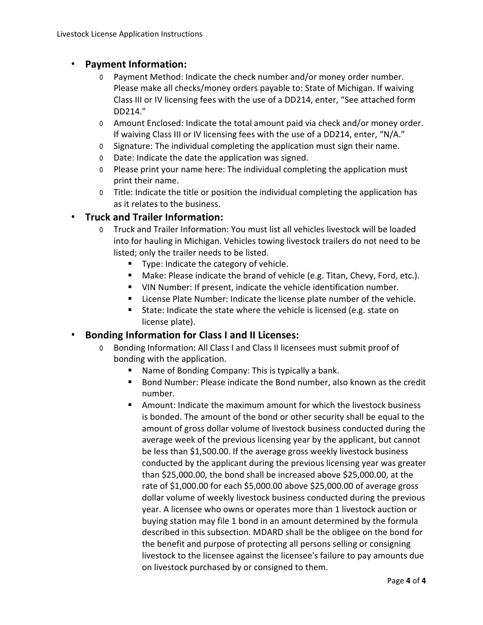 Form AH-047 Livestock Dealer License Application - Michigan, Page 6