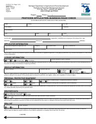 Document preview: Form PI-218 Pesticide Application Business Road Check - Michigan