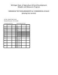 Minimum Test Requirements for Commercial Scales (Placing Into Service) - Michigan