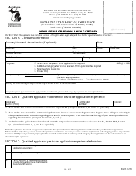 Document preview: Form PI-217 Notarized Statement of Experience - Michigan