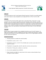 Camp Operator Weekly Inspection Checklist - Michigan
