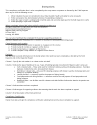 Corrective Action Certification Form for Agricultural Migrant Labor Camps - Michigan, Page 2