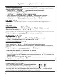Migrant Labor Housing Plan Review Worksheet - Michigan, Page 2
