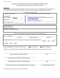 Form TE4131-C &quot;Work Experience Report Form for Michigan School Psychologist Certificate&quot; - Michigan