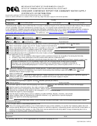 Form EQP5943 Consumer Confidence Report for Community Water Supply Certificate of Distribution - Michigan