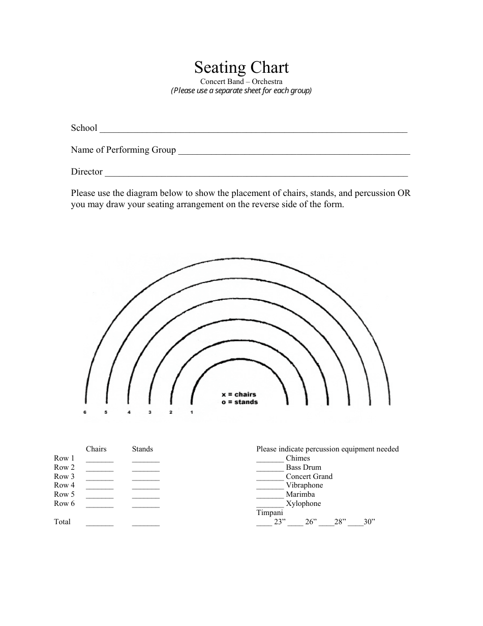 Concert Band Orchestra Seating Chart Download Printable PDF 