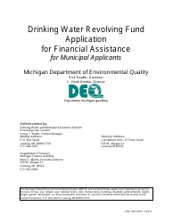 Form EQP3525 Drinking Water Revolving Fund Application for Financial Assistance for Municipal Applicants - Michigan
