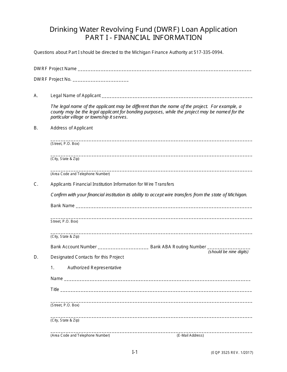 Form EQP3525 Drinking Water Revolving Fund Application for Financial Assistance for Municipal Applicants - Michigan, Page 2