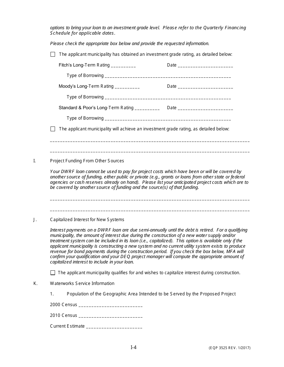 Form EQP3525 Drinking Water Revolving Fund Application for Financial Assistance for Municipal Applicants - Michigan, Page 5