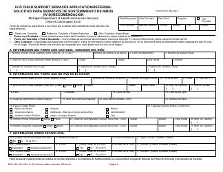 Document preview: Formulario DHS-1201-SP Solicitud Para Servicios De Sostenimiento De Ninos (IV-D)/Recomendacion - Michigan (Spanish)