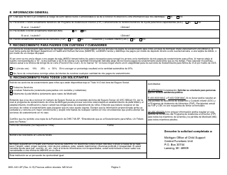 Formulario DHS-1201-SP Solicitud Para Servicios De Sostenimiento De Ninos (IV-D)/Recomendacion - Michigan (Spanish), Page 3