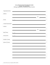 Document preview: Form DHS-1182-C Volunteer Registration Record - Group Volunteers - Michigan