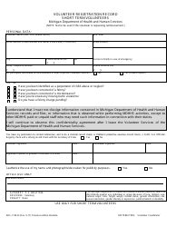 Document preview: Form DHS-1182-B Volunteer Registration Record - Short Term Volunteers - Michigan
