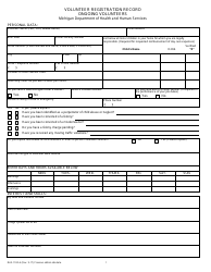 Document preview: Form DHS-1182-A Volunteer Registration Record Ongoing Volunteers - Michigan
