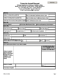 Form BFS-415 Fireworks Appeal Request - Michigan