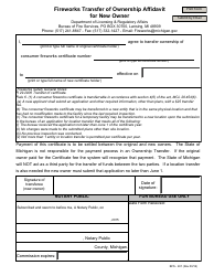 Document preview: Form BFS-401 Fireworks Transfer of Ownership Affidavit for New Owner - Michigan