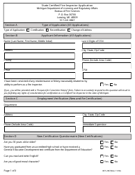 Document preview: Form BFS-997 State Certified Fire Inspector Application - Michigan