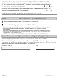 Form BFS-997 State Certified Fire Inspector Application - Michigan, Page 2