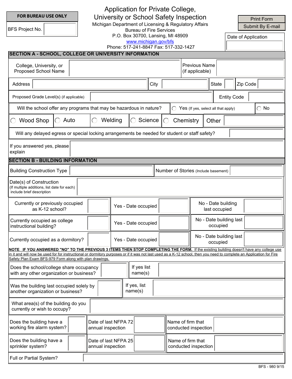 Form BFS-980 - Fill Out, Sign Online and Download Fillable PDF ...