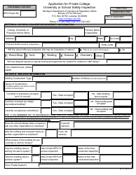 Form BFS-980 Application for Private College, University or School Safety Inspection - Michigan
