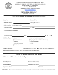 Document preview: Form LC-600 Violation Report - Michigan