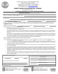 Form LC-MW-816 &quot;Surety Bond for Non-retail License&quot; - Michigan