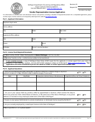 Document preview: Form LC-MW-0843A Vendor Representative License Application - Michigan