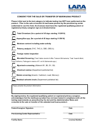 Document preview: Consent for the Sale or Transfer of Marihuana Product - Michigan
