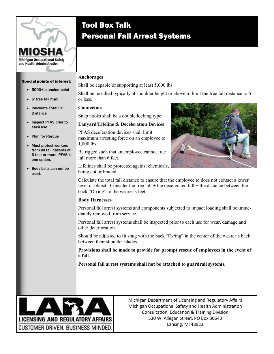 Personal Fall Arrest Systems - Michigan, Page 1