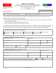 Form BCC-3015 Statement of Complaint - Michigan, Page 2