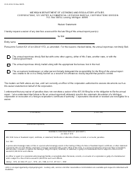 Document preview: Form CSCL/CD-313 Waiver Statement - Michigan