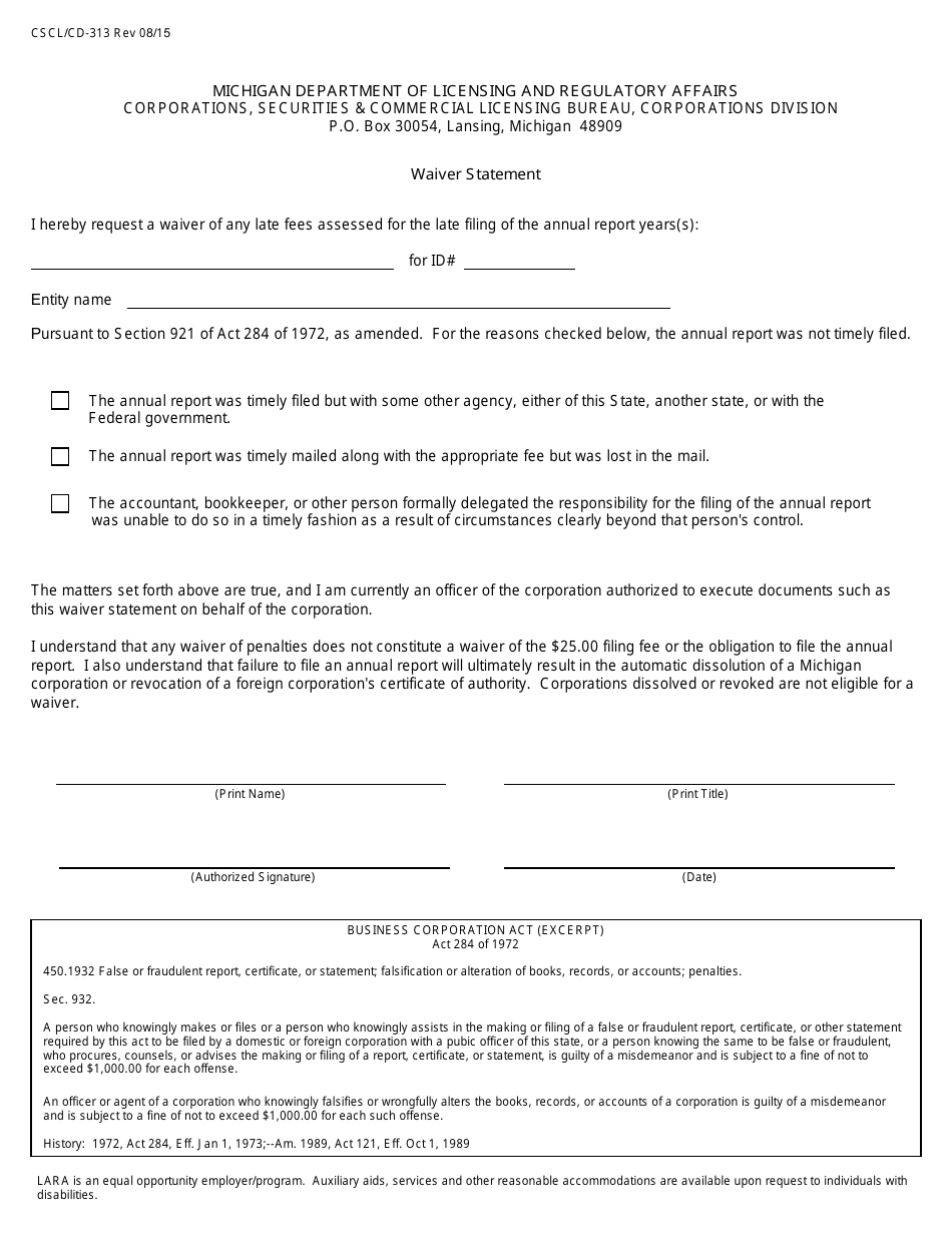 Form CSCL/CD-313 - Fill Out, Sign Online and Download Fillable PDF ...