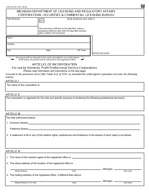 Form CSCL/CD-501 - Fill Out, Sign Online and Download Fillable PDF ...