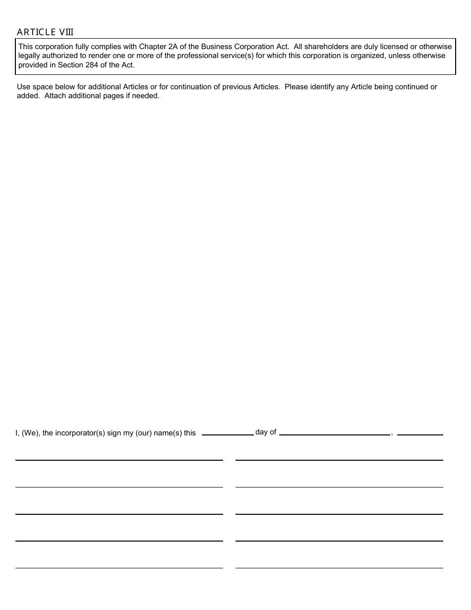 Form CSCL / CD-501 Articles of Incorporation for Use by Domestic Profit Professional Service Corporations - Michigan, Page 3