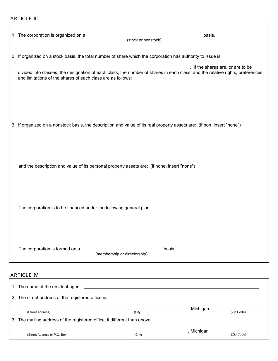 Form CSCL / CD-510A Restated Articles of Incorporation for Use by Domestic Profit Corporations - Michigan, Page 2